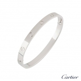 Cartier White Gold Plain Love Bracelet Size 19 B6035419